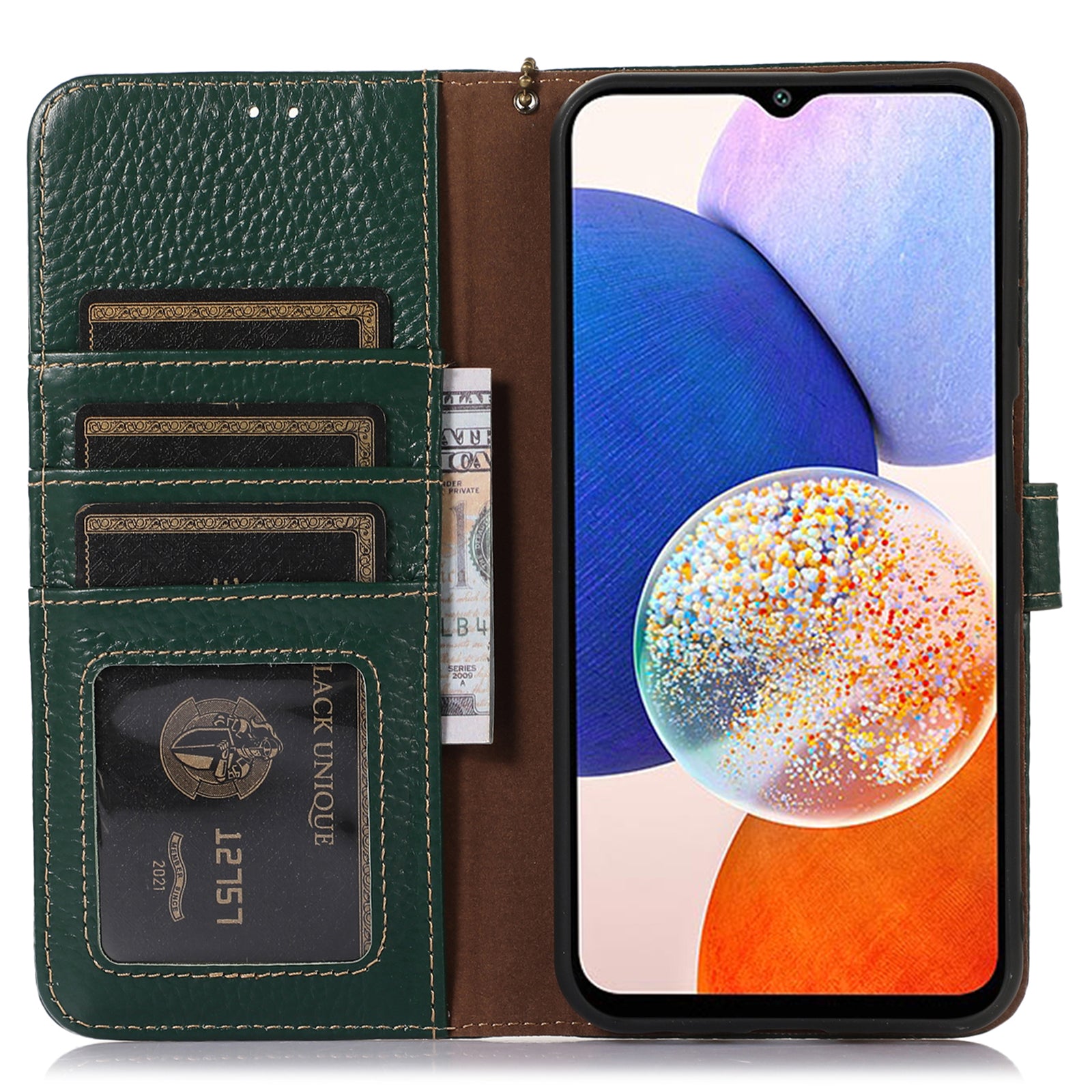 For Samsung Galaxy S23 Wallet Phone Case Genuine Cow Leather Litchi Texture RFID Blocking Stand Shell For Samsung Galaxy S23 Wallet Phone Case Genuine Cow Leather Litchi Texture RFID Blocking Stand Shell